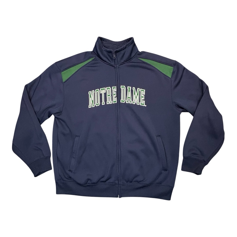 VTG Notre Dame Fighting Irish Track Jacket Men’s L Navy Blue Full Zip The Game